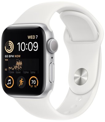 Apple Watch SE 2022 GPS + Cellular 40mm Silver Aluminum Case with White Sport Band - Regular (MNPP3) 31-010 фото